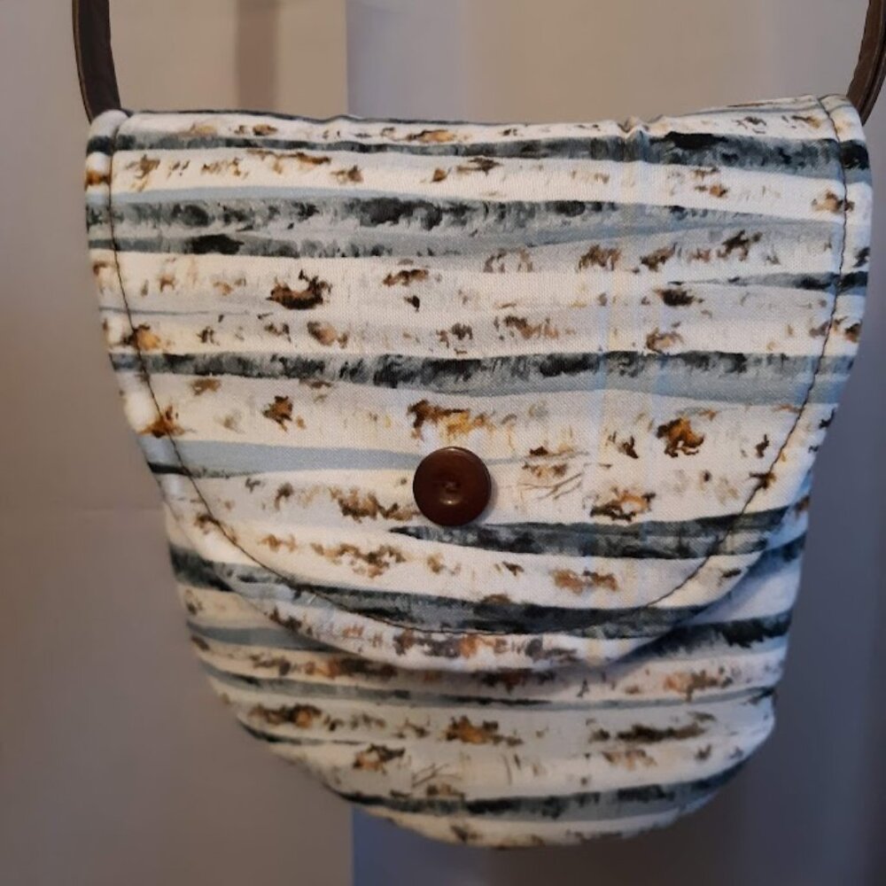 New Southwestern Western Purse Aspen Wood Tree print Blue Brown Wht bag Flap top